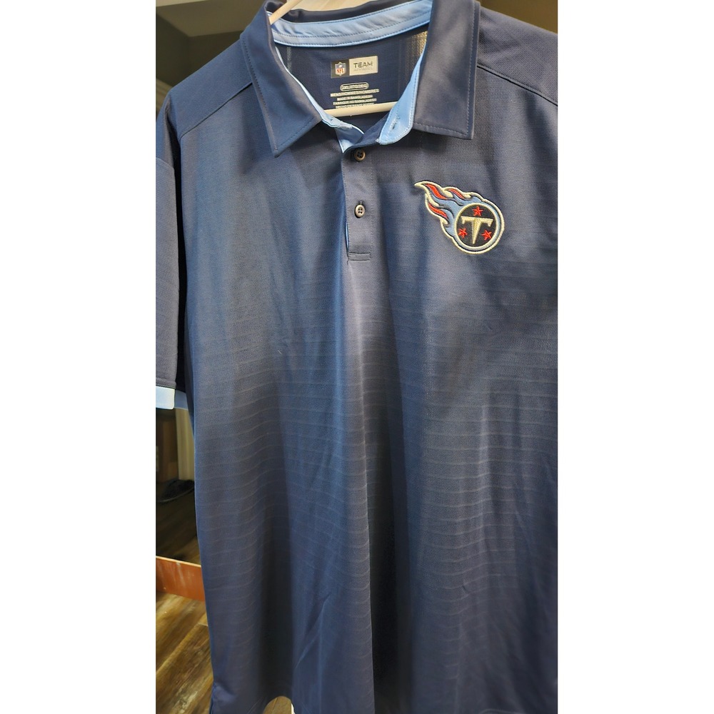 NFL Team Apparel Tennessee Titans Navy Blue Textured Polo Shirt Mens 2XL
